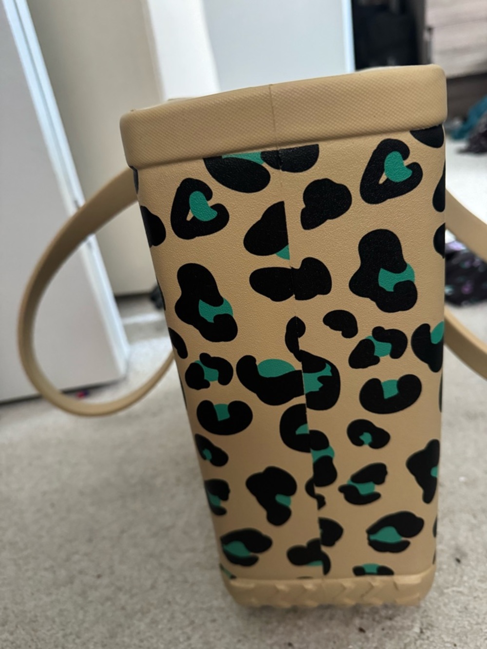 BOGG BAG Gold Tote with Black and Teal Leopard Print - Picture 4 of 7